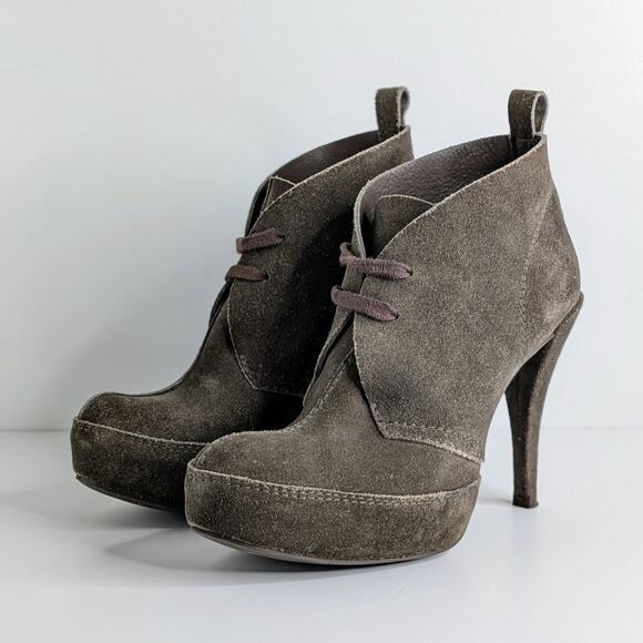 Pedro Garcia Brown Suede Platform Ankle Boots Lace Up Heels 39.5 Fall Boho Chic - Picture 15 of 15